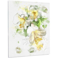 Made in Canada - Design Art 'Bunch of Small Flowers Watercolor' Painting Print on Metal