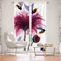 East Urban Home Lined Window Curtains 2-Panel Set For Window From East Urban Home By Dawn Derman - Bees In The Thistle