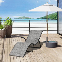 Outsunny Outsunny Outdoor Lounge Chair With Armrest, Folding Chaise Lounge For Beach, Poolside And Patio, Grey