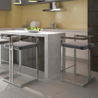 Summer Sale!! Beautiful Counter stool w/Grey Velvet seat and polished silver frame