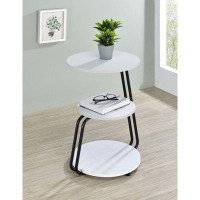 Brayden Studio Hilly 3-Tier Round Side Table White And Black