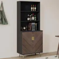 George Oliver Accent Storage Cabinet With Doors And Open Shelves, Bar Cabinet Buffet Cabinet With Storage