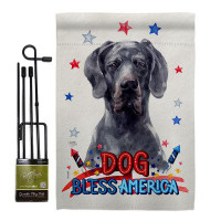 Breeze Decor Patriotic Black Great Dane Garden Flag Set Dog Animals 13 X18.5 Inches Double-Sided Decorative House Decora