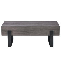 Latitude Run® Wood Grain Coffee Table With Black Metal Legs