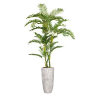 Vintage Home Arlmont & Co. Artificial 92" High Artificial Faux Palm Tree With Fiberstone Planter For Home Decor