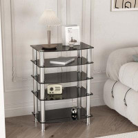 Ivy Bronx 5-Tier Tempered Glass Side Table Stainless Steel Frame End Table