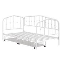 August Grove Twin Size Stylish Metal Daybed With 2 Drawers