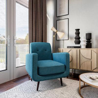 Latitude Run® Latitude Run® Mid Century Modern Accent Chair, Contemporary Vintage Upholstered Linen Armchair, Comfy Sing
