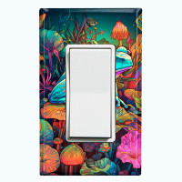 WorldAcc Metal Light Switch Plate Outlet Cover (Colorful Frog Marsh Night - Single Rocker)