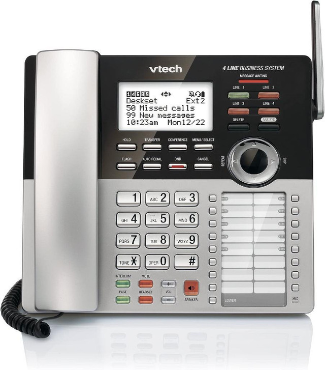 VTech 4-Line Expandable DECT 6.0 Corded Phone with Answering System (CM18245) - Silver in Home Phones & Answering Machines