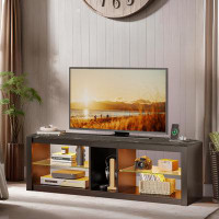 Wrought Studio LED TV Stand for 60" TV with Power Outlets, Gaming Entertainment Center with Adjustable Shelves