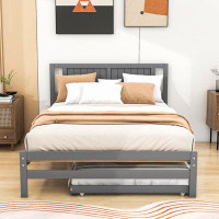 Winston Porter Full Size Wooden Platform Bed with Trundle