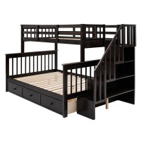 Harriet Bee Stairway Twin-Over-Full Bunk Bed With Drawer