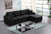 NEW 4 SEATER L SHAPE SECTIONAL CHAISE SOFA LOUNGER