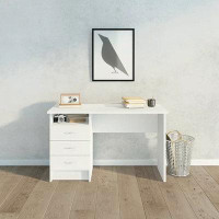 Ebern Designs Jeriesha Desk With 3 Drawers, White