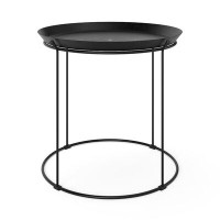 Ebern Designs Modern Chic Tray Top Metal Round End Table