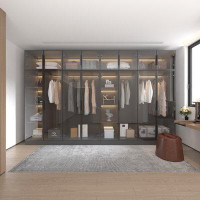 Hokku Designs Set Of 2 Sleek Aluminum Frame Wardrobe With Tri-Colour LED Lighting: A Modern Statement In Home Fashion