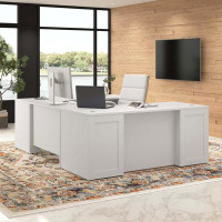 Bush Business Furniture Hampton Heights 72W x 30D Breakfront Desk U Station with 3 Drawer Mobile File