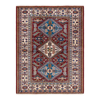 Isabelline Tribal, One-Of-A-Kind Hand-Knotted Area Rug  - Red, 4' 4" X 5' 7"