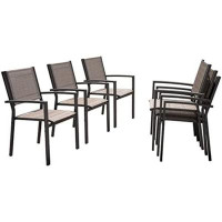 Rubbermaid Outdoor Dining Chairs Set Of 6 Patio Stackable Chairs For Backyard Deck (Brown) B647