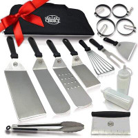 Ruya company Griddle Accessories Set-16 Pc- Metal Spatula Set, Commercial Heavy Duty Stainless Steel,Flat Top,Grill,Indo