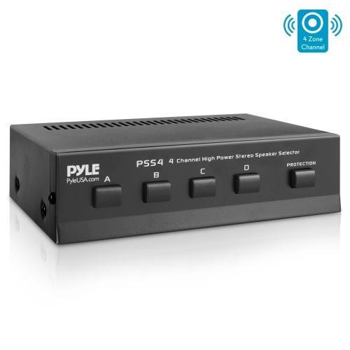 Pyle 4-channel High Power Stereo Speaker Selector - Black in Speakers