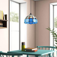 Charlton Home Tiffany Style Plug In Pendant Light Mini Chandelier With 16.4 Ft Hanging Cord And In Line On/Off Dimmer Sw
