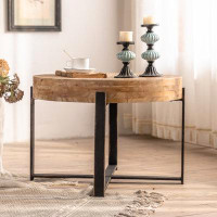 Millwood Pines Round Natural Wood Coffee Table