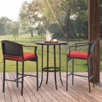 FOREST HOME Forest Home 3-Piece  Bar Height Patio Dining Set Outdoor Metal Table Top  For Balcony