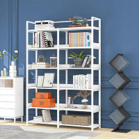 Latitude Run® 70.8 Inch Tall Bookshelf MDF Boards Stainless Steel Frame