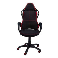 Lux Comfort Black Fabric Tufted Seat Swivel Adjustable Gaming Chair Fabric Back Plastic Frame