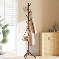 Latitude Run® Coat Rack Sturdy Wooden Coat Rack Stand, Adjustable Coat Tree, Free Standing Tree Hanger With 4 Sections &