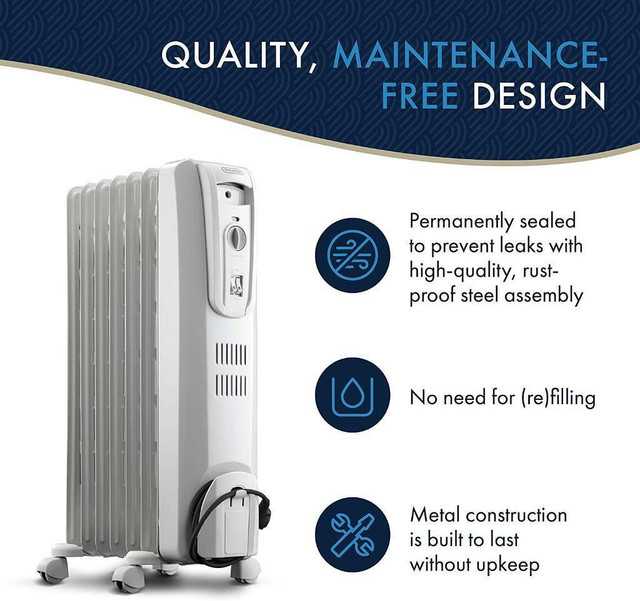 HUGE Discount Today! De'Longhi Oil-Filled Radiator Space Heater, Full Room Quiet 1500W| FAST, FREE Delivery to Your Home in Heaters, Humidifiers & Dehumidifiers - Image 4