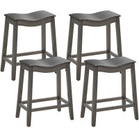 Red Barrel Studio Red Barrel Studio® Set Of 4 Saddle Bar Stools Counter Height Kitchen Chairs W/ Rubber Wood Legs