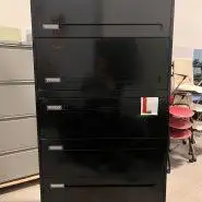 Teknion 5 Drawer Lateral Filing Cabinet Pre-Owned Color: Black Full Pull Handles *Top 2 drawers are...
