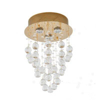 Rosdorf Park Chalco 3-Light Gold Flush Mount With Clear Crystal Accents