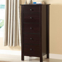 Winston Porter Transitional Espresso Compact Design 5-Drawer Chest Bedroom / Small Living Space Chest Of Drawers