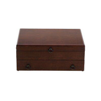 Reed & Barton Bristol Cherry Brown Silverware Chest with Brown Lining