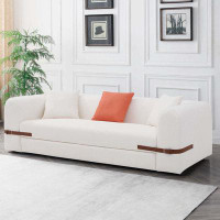 Latitude Run® Modern Sofa Couch Contrast color Saddle leather belt Design 3 Seat Sofa
