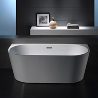 59 or 67 in. Seamless Acrylic One-Piece White Freestanding Tub ( Centre Drain )   JBQ