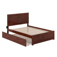 Red Barrel Studio Jeinny Full Platform Bed with Matching Footboard & Full Trundle in Walnut