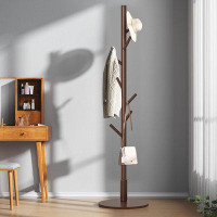 Ebern Designs Coat Rack Stand With 8 Hooks Wooden Round Base