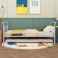 Winston Porter Rogyne Metal Daybed with Curved Handle Design and Twin Size Trundle
