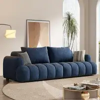 Fortuna Femme 110.24" Blue Cloth Modular Sofa cushion couch