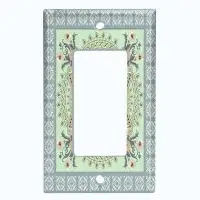 WorldAcc Metal Light Switch Plate Outlet Cover (Green Teal Paisley Bandana Tile   - Single Toggle)