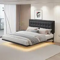 Wrought Studio Tufted Upholstered Platform Bed with LED Lights