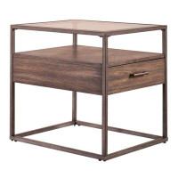17 Stories Locust Grove Glass Frame End Table with Storage