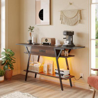 Trent Austin Design Pullen 60" Console Table with Drawer and LED Lights, 3 Tier Entryway Table