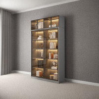 Hillock Home Sliding Door Bookcase Display Case With Glass Door Bookcase_6_6