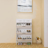 Orren Ellis PVC Surface Shaker Shape Door Shoe Rack 3 Doors Shoe Cabinet